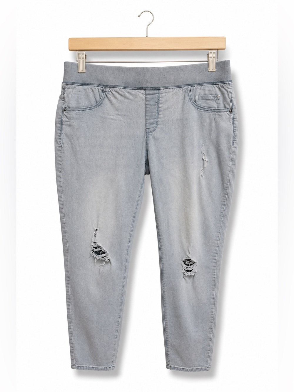 Old Navy Rockstar Pull On Jeggings Light Wash Distressed Skinny‎ Jeans Women 16